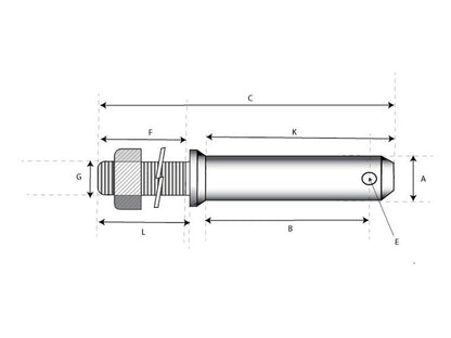 S.202 Lower link implement pin 28x137mm, Thread size 7/8x35mm Cat. 2 (Ø28mm)
