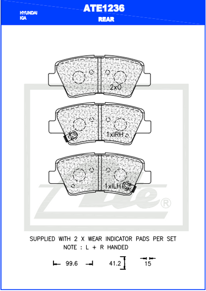 ATE1236 Rear Brake Pads Hyundai Accent & Kia Rio
