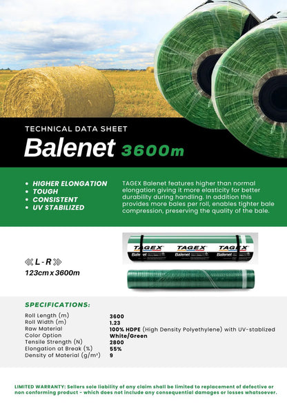 Balenet 3600m x 1.23m